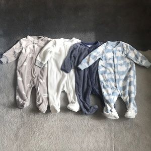 4 carter’s baby overalls - fleece - 3 months